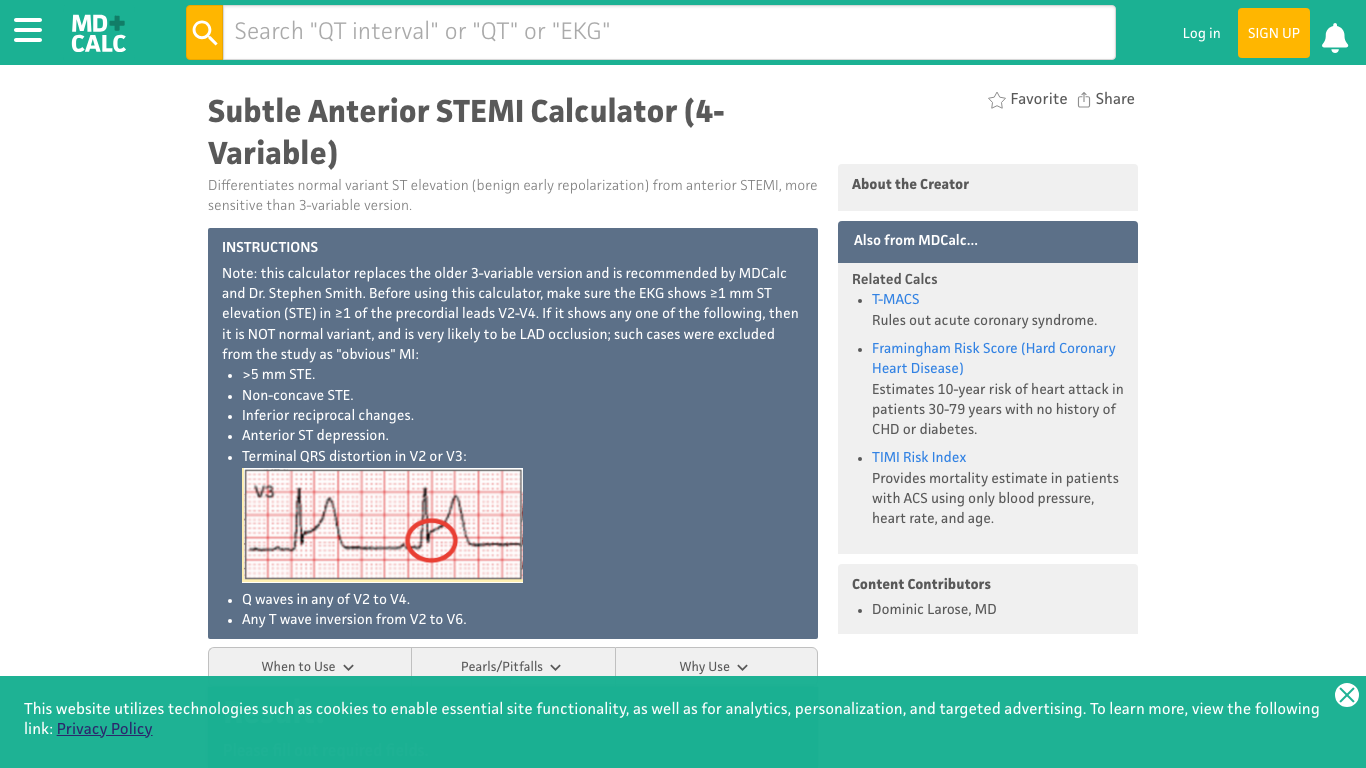 Subtle Anterior STEMI Calculator 預覽圖